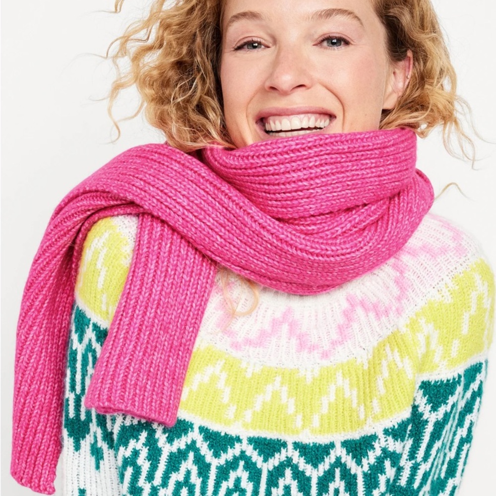 Old Navy Alpine Multi Fair Isle Sweater With Hat Soft Cozy Warm🩷❄️💚